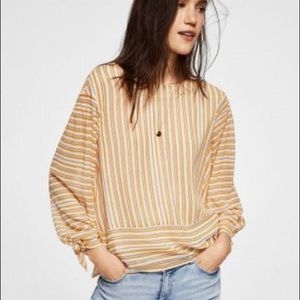 Mango yellow and blue striped shirt